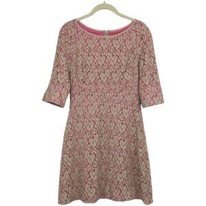 Guess By Marciano Pink Floral Lace Overlay Fit & Flare Date Night Dress 6